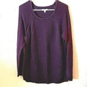 Sonoma Purple High/Low Side Vented Tunic Crewneck Sweater Size L